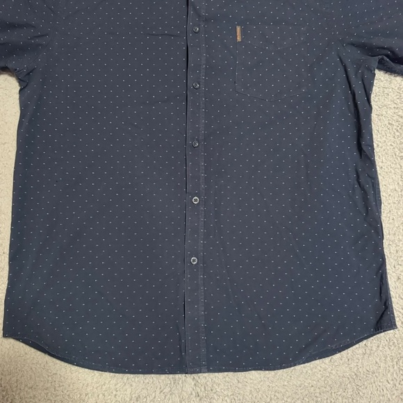 Ben Sherman Button Up Shirt Mens Size XL Navy Blue Short Sleeve White Dots AOP - Picture 3 of 8